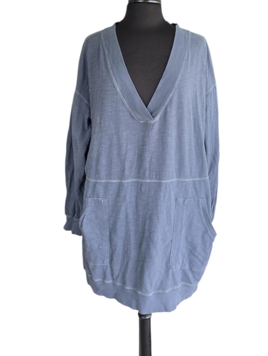 NATURAL LIFE Dresses & Skirts - NATURAL LIFE Dusty Blue Long Sleeve V-Neck Tunic Dress